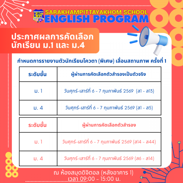 ประกาศโรงเรียนสารคามพิทยาคม